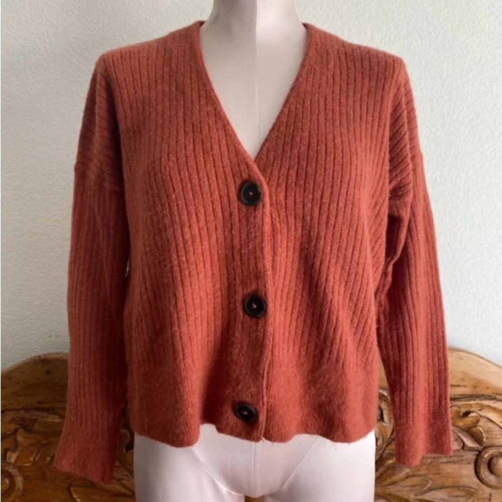 Madewell Cardigan Women's Button Sweater Burnt Orange XS